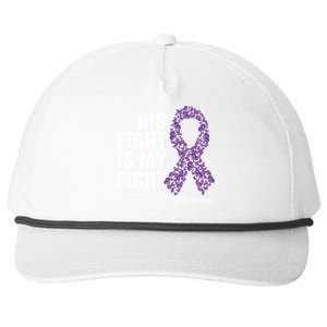 His Fight Is My Fight Purple Ribbon Fibromyalgia Awareness Gift Snapback Five-Panel Rope Hat