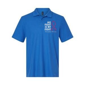 His Fight Is My Fight Purple Ribbon Fibromyalgia Awareness Gift Softstyle Adult Sport Polo