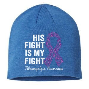 His Fight Is My Fight Purple Ribbon Fibromyalgia Awareness Gift Sustainable Beanie