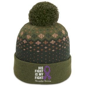 His Fight Is My Fight Purple Ribbon Fibromyalgia Awareness Gift The Baniff Cuffed Pom Beanie