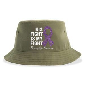 His Fight Is My Fight Purple Ribbon Fibromyalgia Awareness Gift Sustainable Bucket Hat