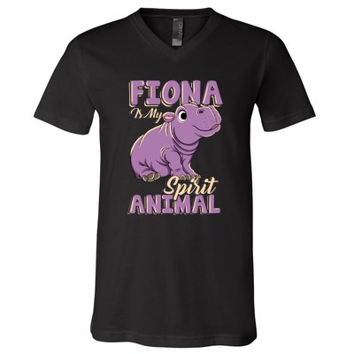 Hippo Fiona Is My Spirit Animal Funny V-Neck T-Shirt