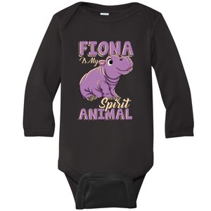 Hippo Fiona Is My Spirit Animal Funny Baby Long Sleeve Bodysuit