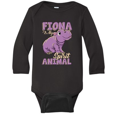 Hippo Fiona Is My Spirit Animal Funny Baby Long Sleeve Bodysuit