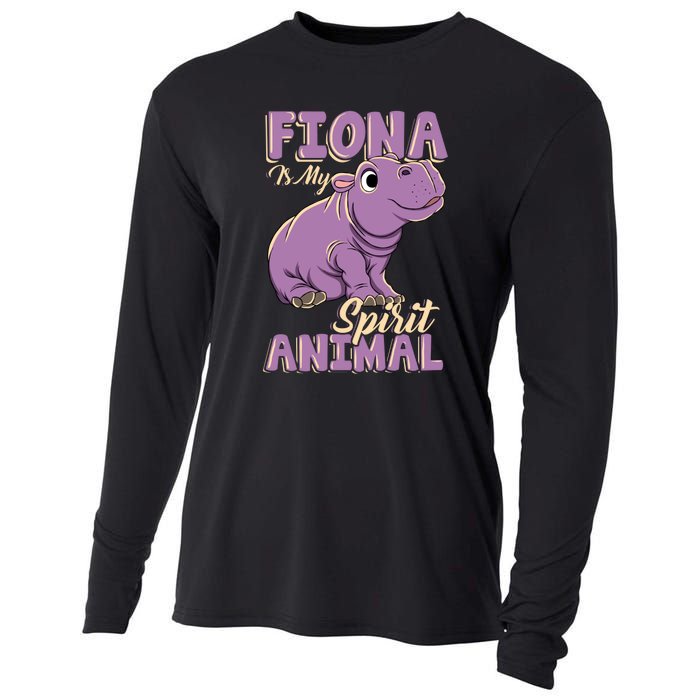 Hippo Fiona Is My Spirit Animal Funny Cooling Performance Long Sleeve Crew