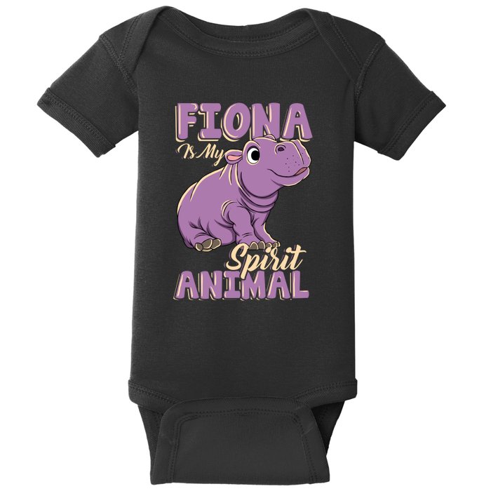 Hippo Fiona Is My Spirit Animal Funny Baby Bodysuit