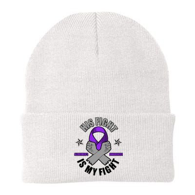 His Fight Is My Fight Alzheimer's Awareness Knit Cap Winter Beanie