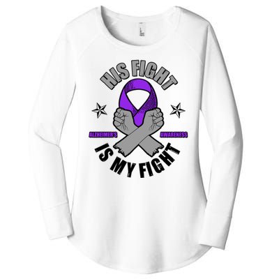 His Fight Is My Fight Alzheimer's Awareness Women's Perfect Tri Tunic Long Sleeve Shirt