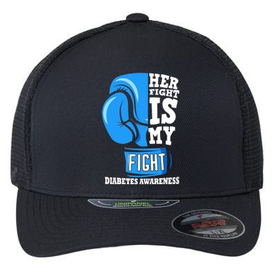 Her Fight Is My Fight Boxing Glove Diabetes Awareness Month Flexfit Unipanel Trucker Cap