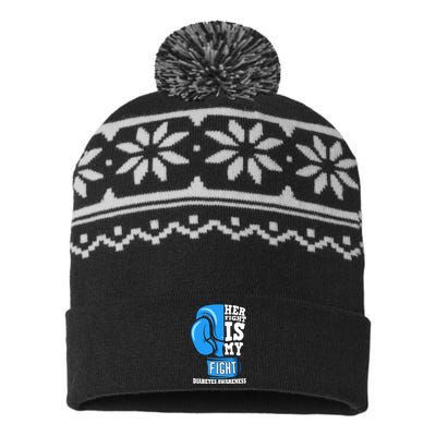 Her Fight Is My Fight Boxing Glove Diabetes Awareness Month USA-Made Snowflake Beanie