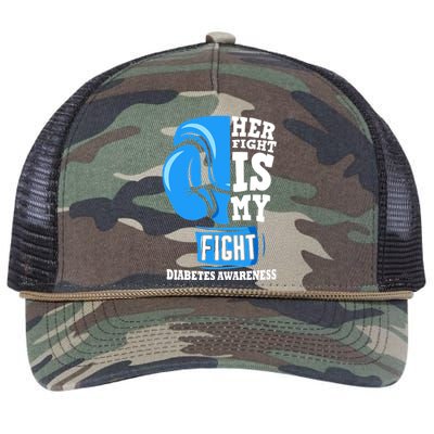 Her Fight Is My Fight Boxing Glove Diabetes Awareness Month Retro Rope Trucker Hat Cap