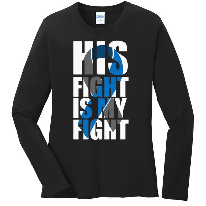 His fight is my fight Diabetes Ladies Long Sleeve Shirt