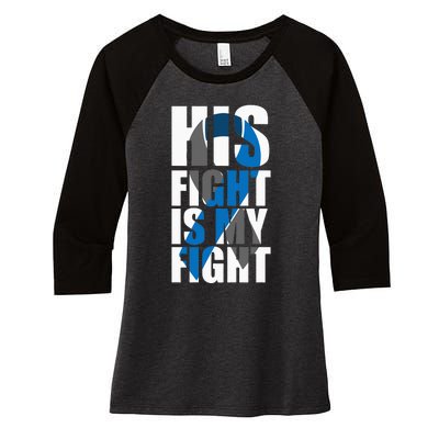 His fight is my fight Diabetes Women's Tri-Blend 3/4-Sleeve Raglan Shirt