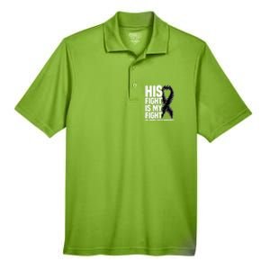 His Fight Is My Fight Black Ribbon Melanoma Cancer Awareness Cool Gift Men's Origin Performance Pique Polo