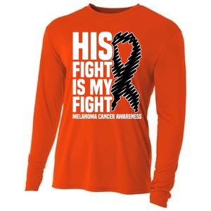 His Fight Is My Fight Black Ribbon Melanoma Cancer Awareness Cool Gift Cooling Performance Long Sleeve Crew