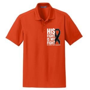 His Fight Is My Fight Black Ribbon Melanoma Cancer Awareness Cool Gift Dry Zone Grid Polo