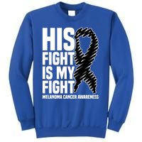 His Fight Is My Fight Black Ribbon Melanoma Cancer Awareness Cool Gift Sweatshirt