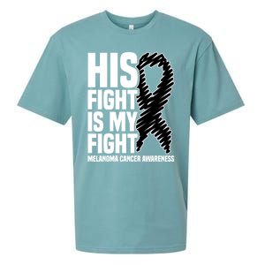 His Fight Is My Fight Black Ribbon Melanoma Cancer Awareness Cool Gift Sueded Cloud Jersey T-Shirt