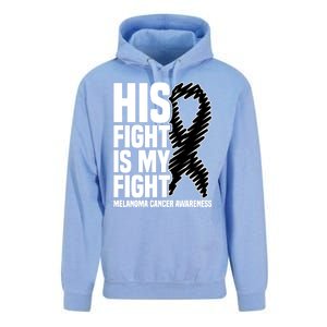 His Fight Is My Fight Black Ribbon Melanoma Cancer Awareness Cool Gift Unisex Surf Hoodie