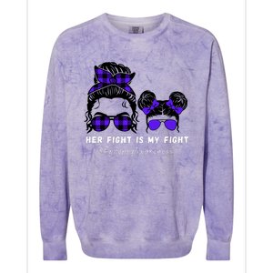 Her Fight Is My Fight | Epilepsy Survivor Purple Ribbon Colorblast Crewneck Sweatshirt