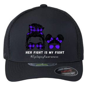 Her Fight Is My Fight | Epilepsy Survivor Purple Ribbon Flexfit Unipanel Trucker Cap