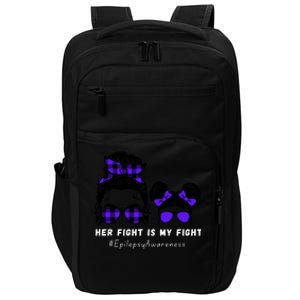 Her Fight Is My Fight | Epilepsy Survivor Purple Ribbon Impact Tech Backpack