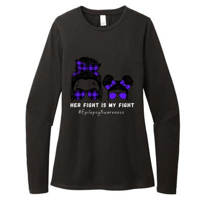 Her Fight Is My Fight | Epilepsy Survivor Purple Ribbon Womens CVC Long Sleeve Shirt