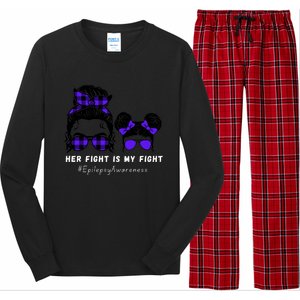 Her Fight Is My Fight | Epilepsy Survivor Purple Ribbon Long Sleeve Pajama Set