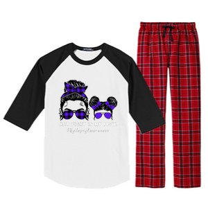 Her Fight Is My Fight | Epilepsy Survivor Purple Ribbon Raglan Sleeve Pajama Set