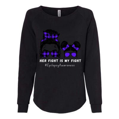 Her Fight Is My Fight | Epilepsy Survivor Purple Ribbon Womens California Wash Sweatshirt