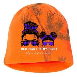 Her Fight Is My Fight | Epilepsy Survivor Purple Ribbon Kati - Camo Knit Beanie