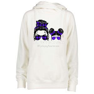 Her Fight Is My Fight | Epilepsy Survivor Purple Ribbon Womens Funnel Neck Pullover Hood