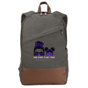 Her Fight Is My Fight | Epilepsy Survivor Purple Ribbon Cotton Canvas Backpack