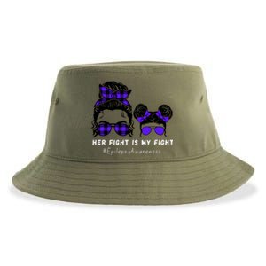 Her Fight Is My Fight | Epilepsy Survivor Purple Ribbon Sustainable Bucket Hat