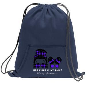 Her Fight Is My Fight | Epilepsy Survivor Purple Ribbon Sweatshirt Cinch Pack Bag