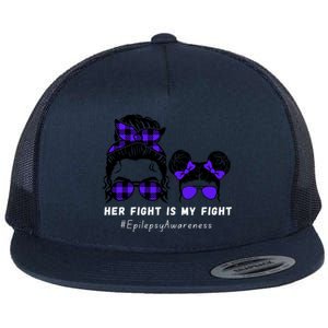 Her Fight Is My Fight | Epilepsy Survivor Purple Ribbon Flat Bill Trucker Hat