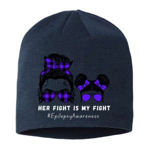 Her Fight Is My Fight | Epilepsy Survivor Purple Ribbon Sustainable Beanie