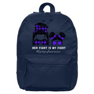 Her Fight Is My Fight | Epilepsy Survivor Purple Ribbon 16 in Basic Backpack