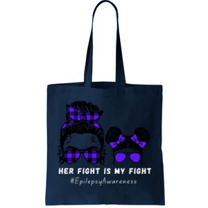 Her Fight Is My Fight | Epilepsy Survivor Purple Ribbon Tote Bag