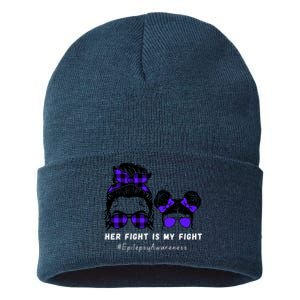 Her Fight Is My Fight | Epilepsy Survivor Purple Ribbon Sustainable Knit Beanie