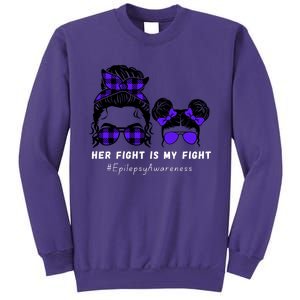 Her Fight Is My Fight | Epilepsy Survivor Purple Ribbon Sweatshirt