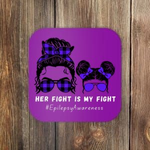 Her Fight Is My Fight | Epilepsy Survivor Purple Ribbon Coaster