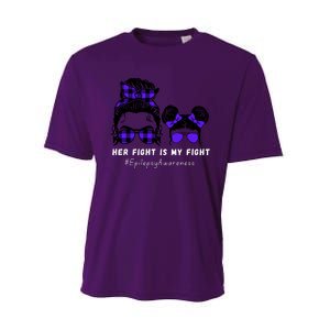 Her Fight Is My Fight | Epilepsy Survivor Purple Ribbon Performance Sprint T-Shirt