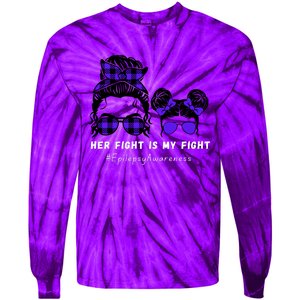 Her Fight Is My Fight | Epilepsy Survivor Purple Ribbon Tie-Dye Long Sleeve Shirt