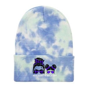 Her Fight Is My Fight | Epilepsy Survivor Purple Ribbon Tie Dye 12in Knit Beanie