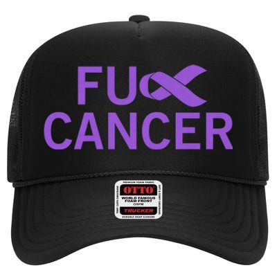 His Fight Is Our Fight. Cancer Awareness Fuck Cancer High Crown Mesh Back Trucker Hat