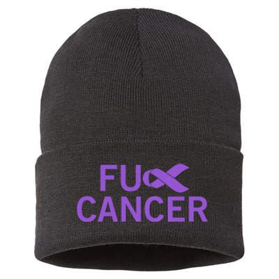 His Fight Is Our Fight. Cancer Awareness Fuck Cancer Sustainable Knit Beanie