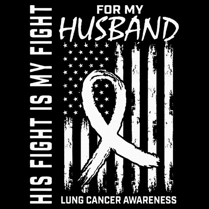 His Fight Is My Fight Husband Lung Cancer Awareness USA Flag Visor