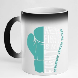 Her Fight Is My Fight Sexual Assault Awareness Boxing Glove Great Gift 11oz Black Color Changing Mug