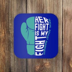 Her Fight Is My Fight Sexual Assault Awareness Boxing Glove Great Gift Coaster